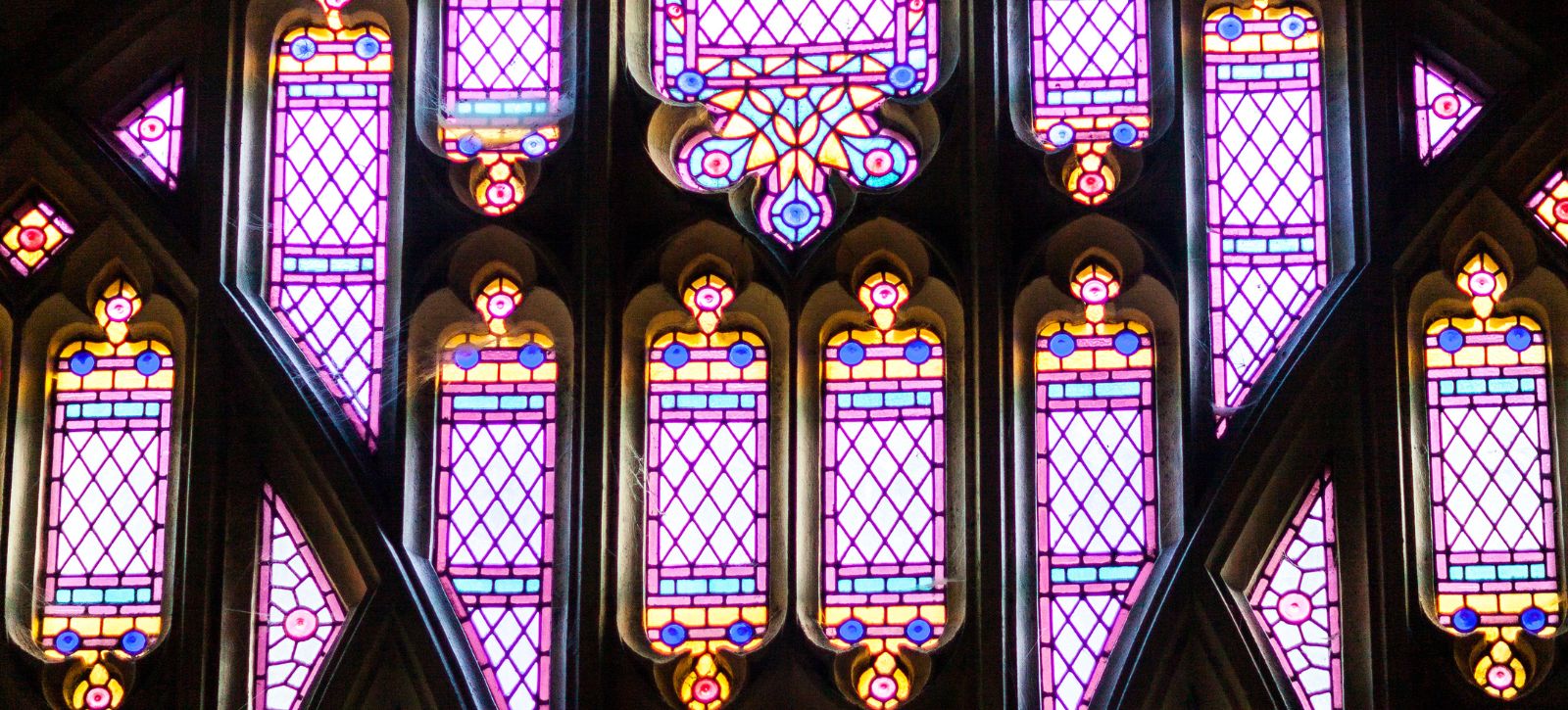 Light coming through stained glass window at The Church