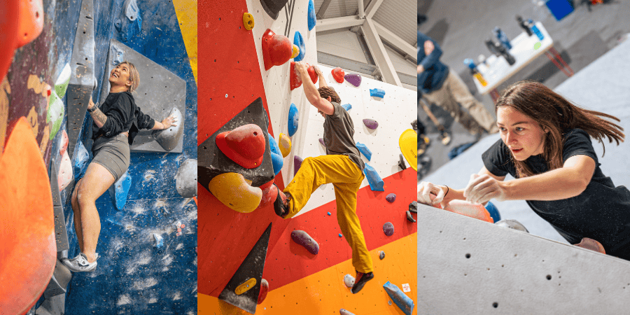 A collage of varied boulderers