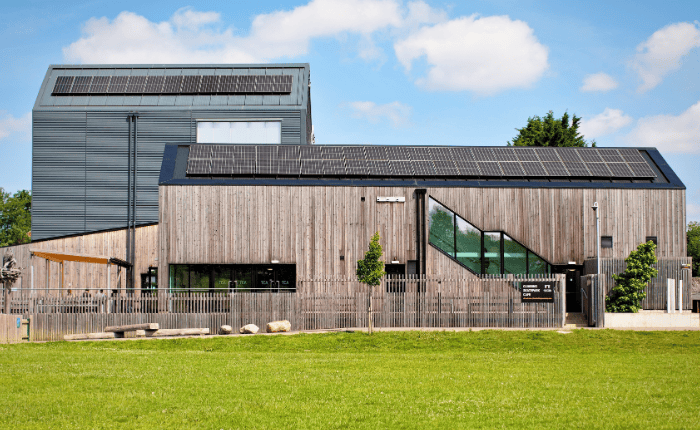 A side-on exterior photo of The Arc buildings