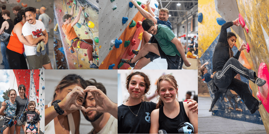 A collage of happy looking climbers
