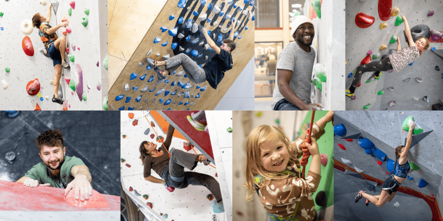 A collage of climbers