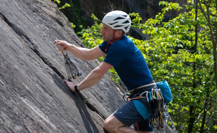 Man trad climbing in avon gorge