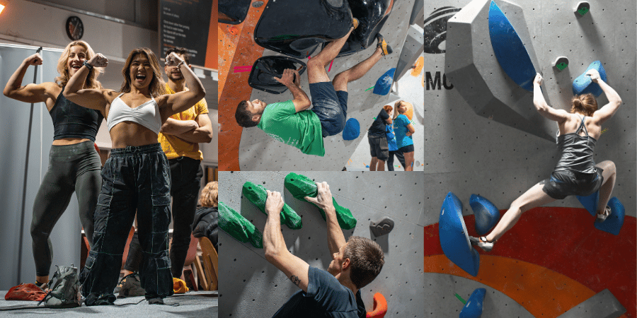 A collage of strong climbers